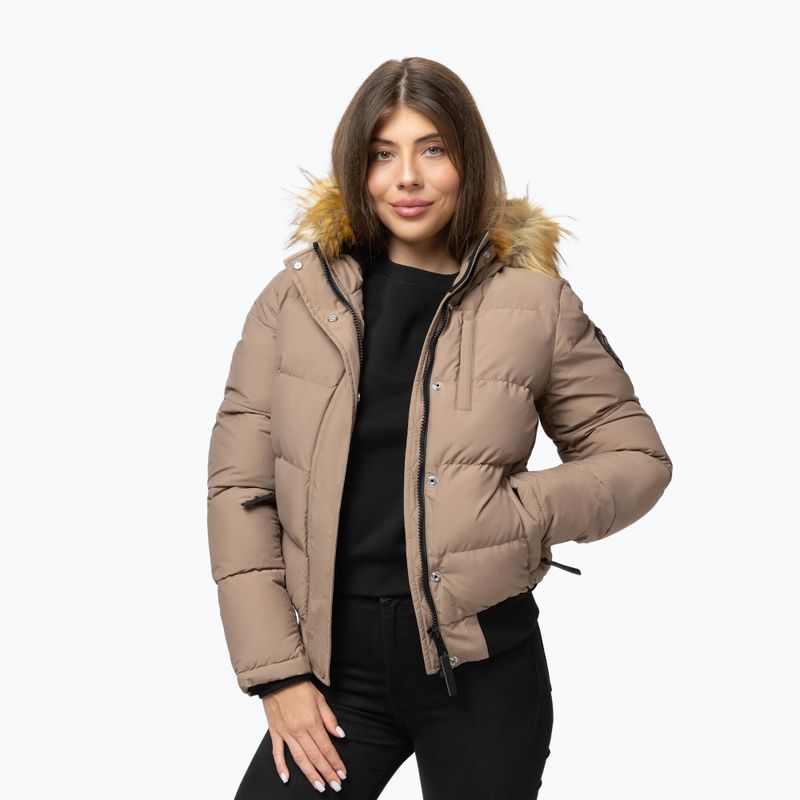 Dámska zimná bunda Pitbull Azalea Quilted Hooded dark sand 4