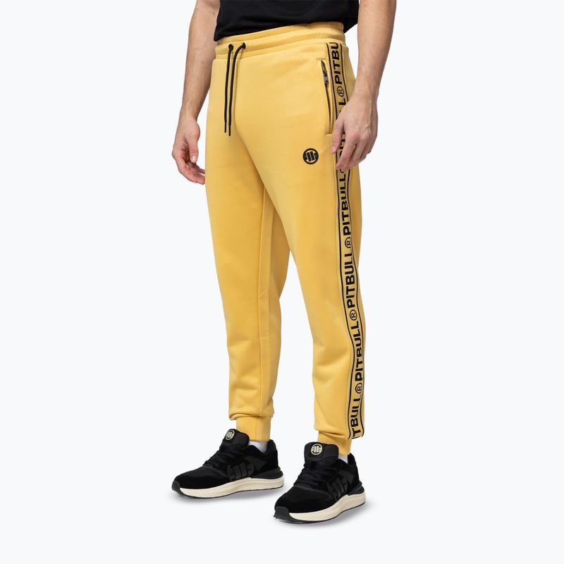 Pánske nohavice Pitbull Trackpants Tape Logo Terry Group pale yellow 4