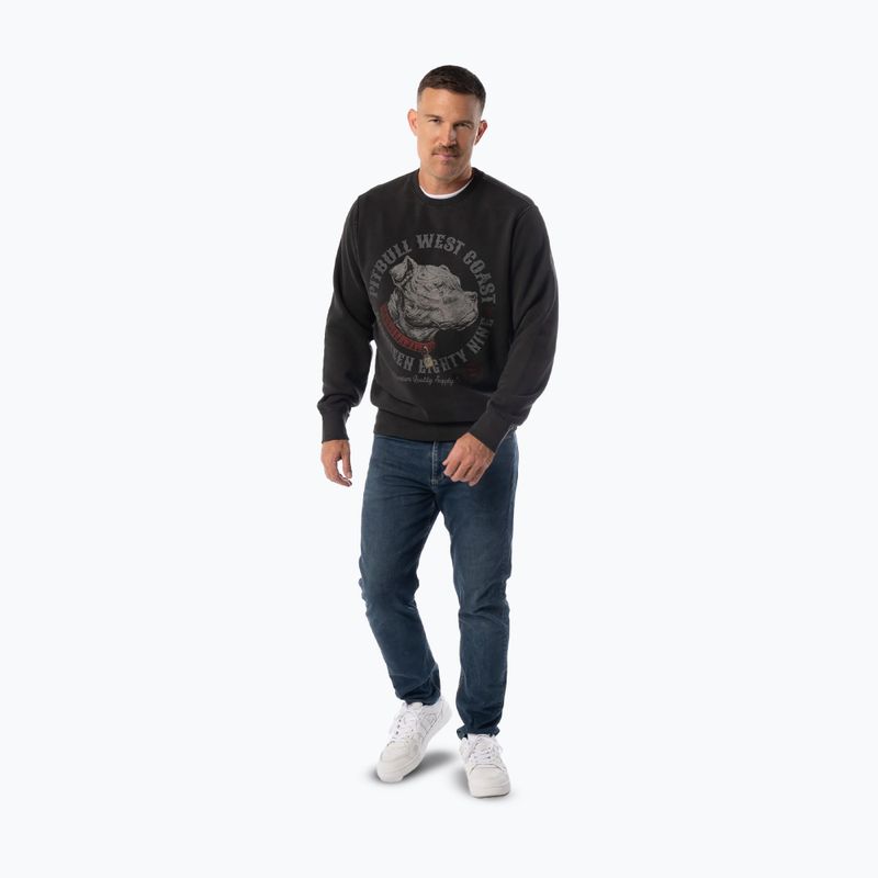 Pánska mikina Pitbull Strenght & Respect Crewneck washed dark graphite 4