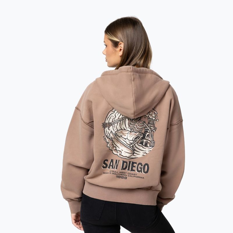 Dámska mikina Pitbull Skull Surf Hooded Zip chocolate mousse 3