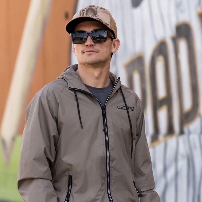 Pánska bunda Pitbull Athletic Logo Nylon Hooded taupe 14