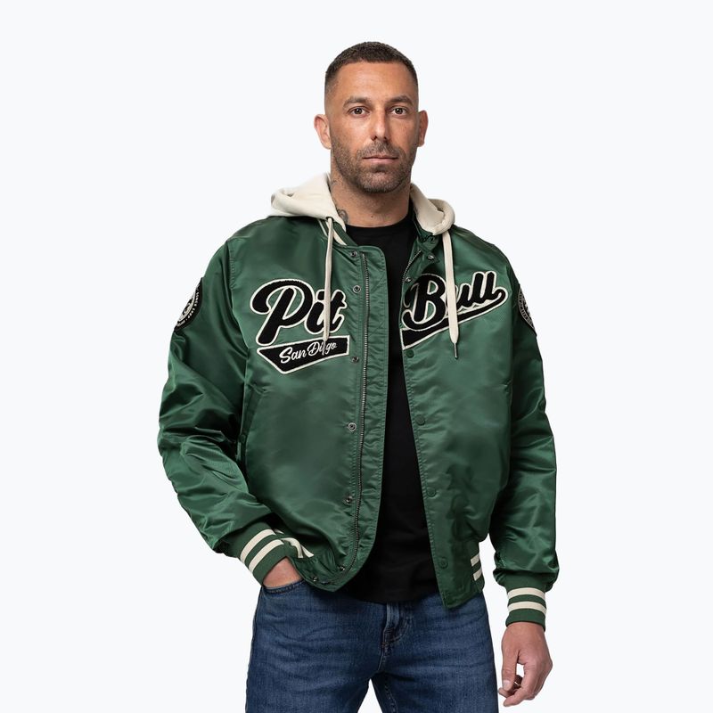 Pánska bunda Pitbull Mason San Diego Baseball Hooded bottle green/beige