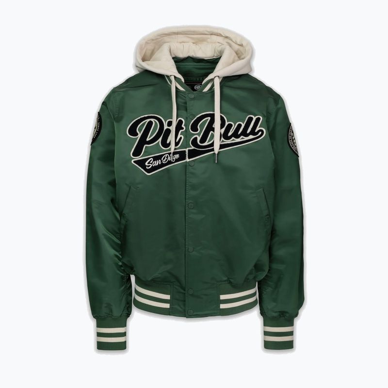 Pánska bunda Pitbull Mason San Diego Baseball Hooded bottle green/beige 4
