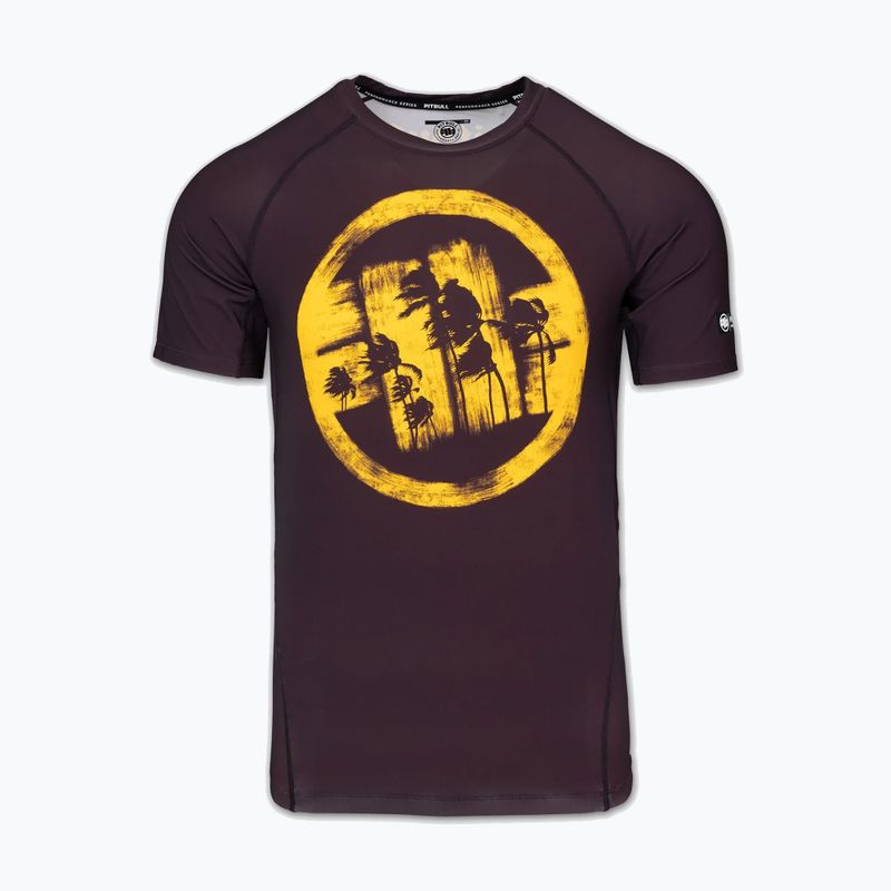 Pánske tričko Pitbull Rashguard Logo Palms brown 3