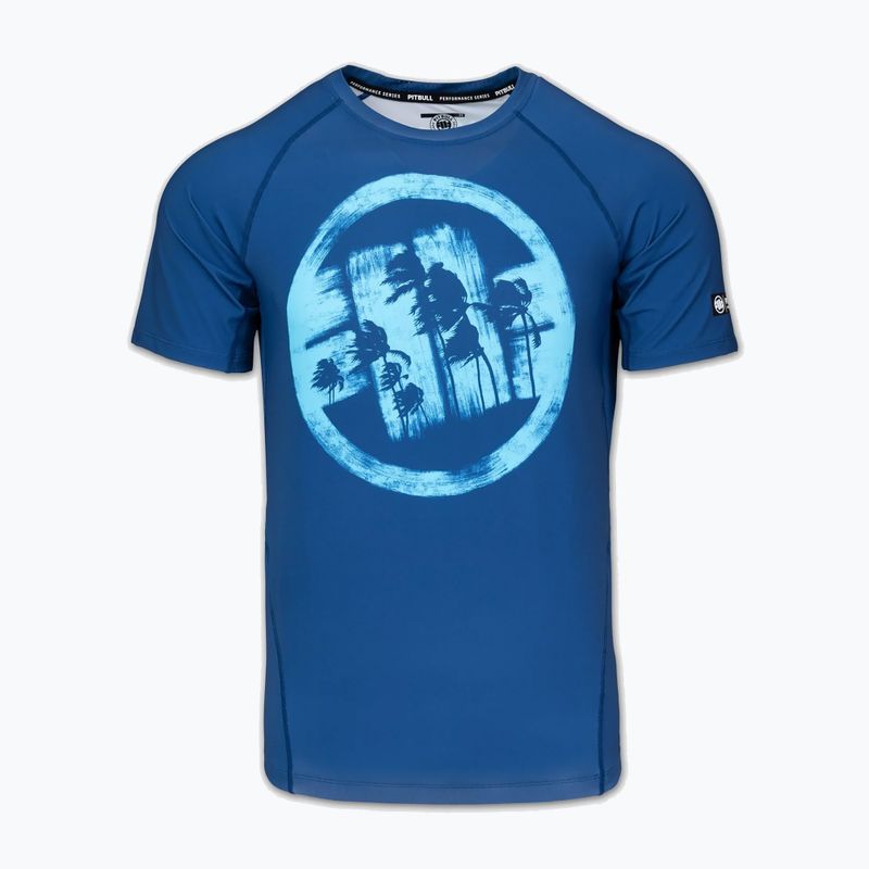 Pánske tričko Pitbull Rashguard Logo Palms blue 3