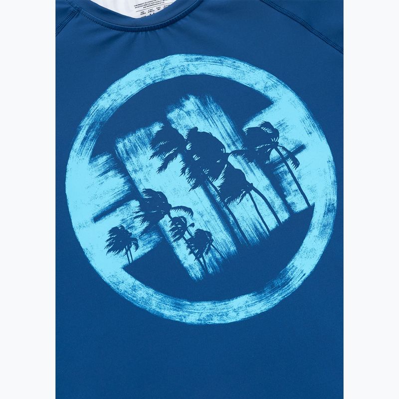 Pánske tričko Pitbull Rashguard Logo Palms blue 6