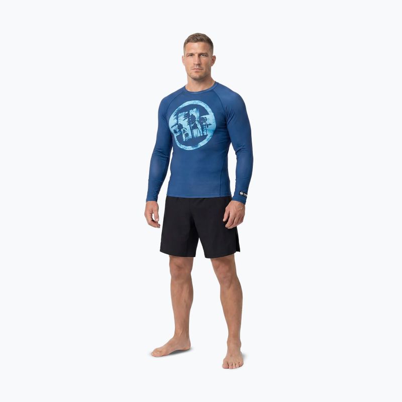 Pánsky rashguard s dlhým rukávom Pitbull Rashguard Logo Palms blue 2
