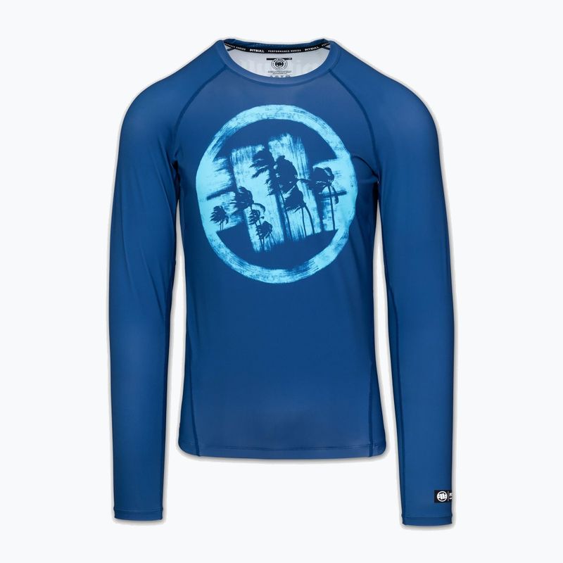 Pánsky rashguard s dlhým rukávom Pitbull Rashguard Logo Palms blue 3