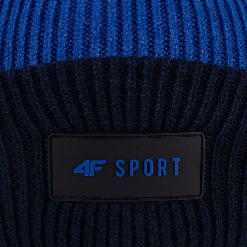 Detská zimná čiapka 4F tmavomodrá a čierna HJZ22-JCAM004 4