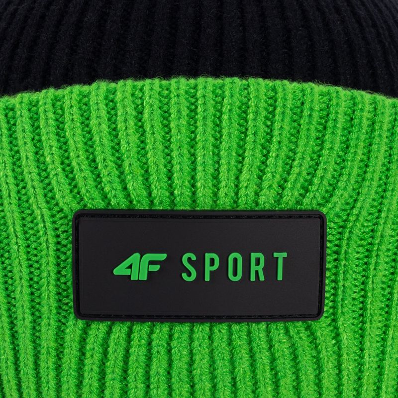 Detská zimná čiapka 4F zeleno-čierna HJZ22-JCAM004 4