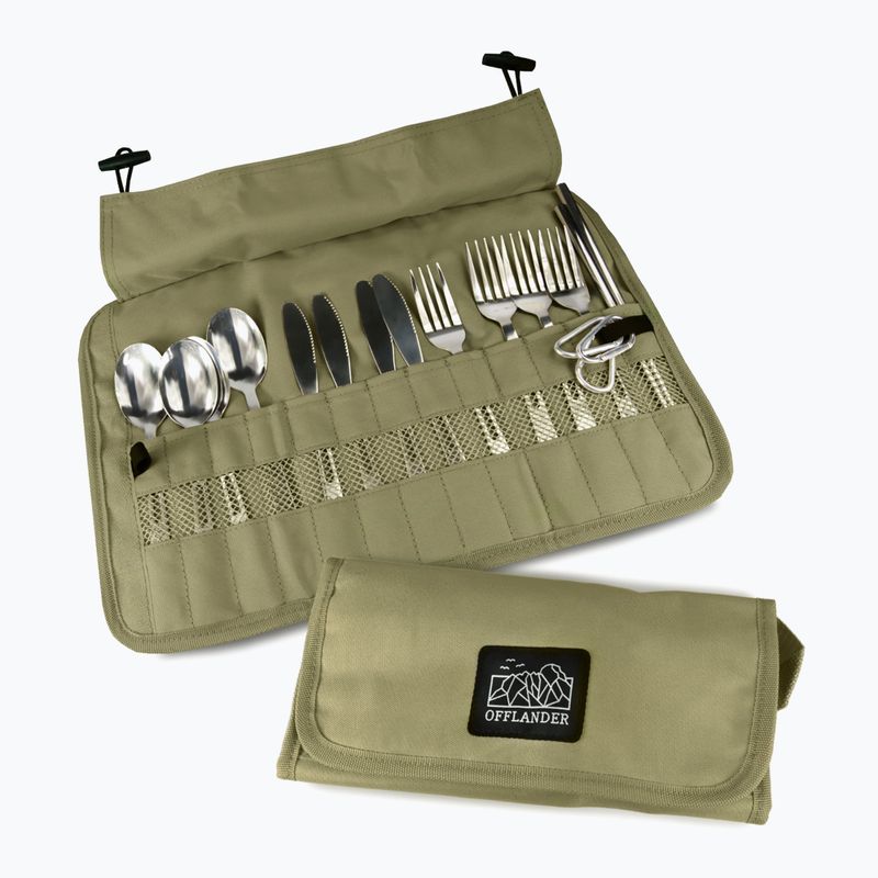 Súprava príborov OFFLANDER Camping Cutlery Set with Case green 2