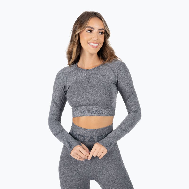 Dámsky tréningový top s dlhým rukávom MITARE Push Up Max Crop Top dark grey K084