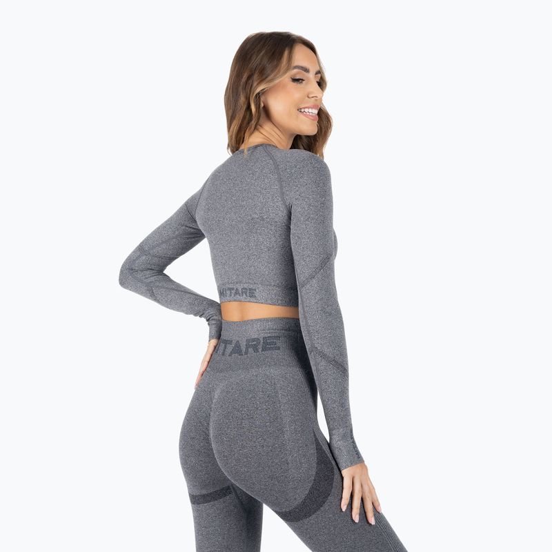 Dámsky tréningový top s dlhým rukávom MITARE Push Up Max Crop Top dark grey K084 3