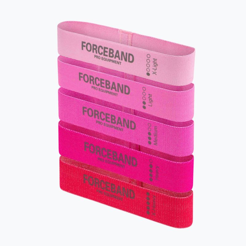 Sada cvičebných pásov FORCEBAND Mini Band 5 szt. + E-BOOK pink 2