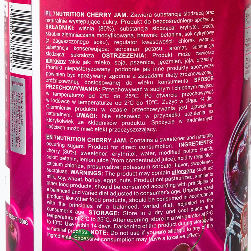 Džem 7Nutrition JAM 1000g čerešňa 7Nu000473 2