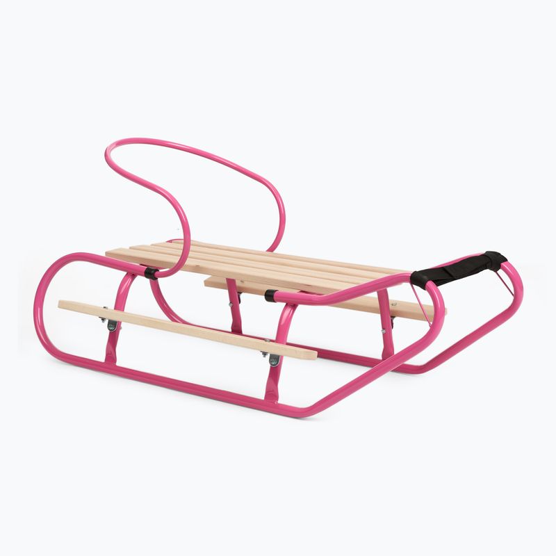 Sánky kovové HUMBAKA with backrest and footrests pink 2