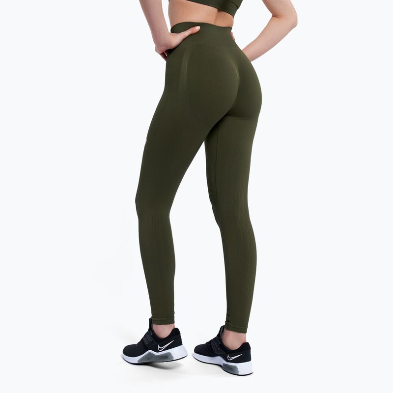 Dámske tréningové legíny Glamour Gym push up tmavozelené 399 4