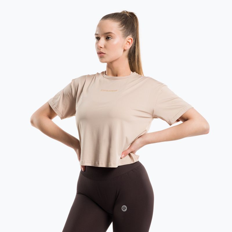 Dámske tréningové tričko Gym Glamour Sport Beige 427