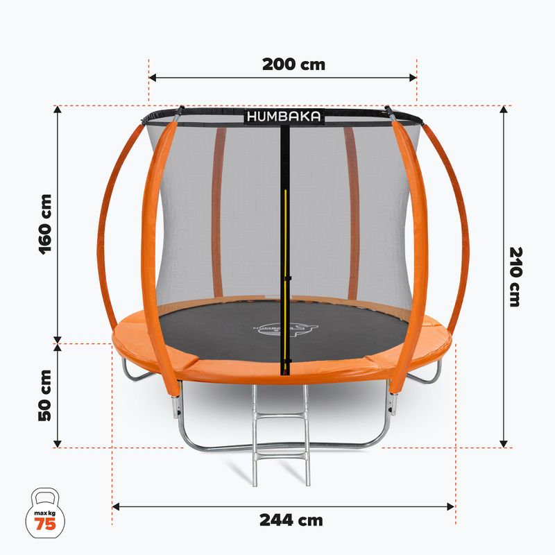 HUMBAKA Super 244 cm oranžová záhradná trampolína Super-8' Trampoty 2