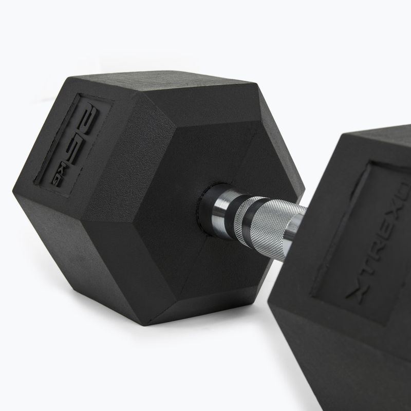 XTREXO Hex HXD250 pogumovaná činka 25 kg 8