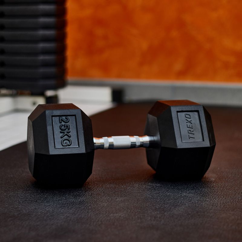 XTREXO Hex HXD250 pogumovaná činka 25 kg 5