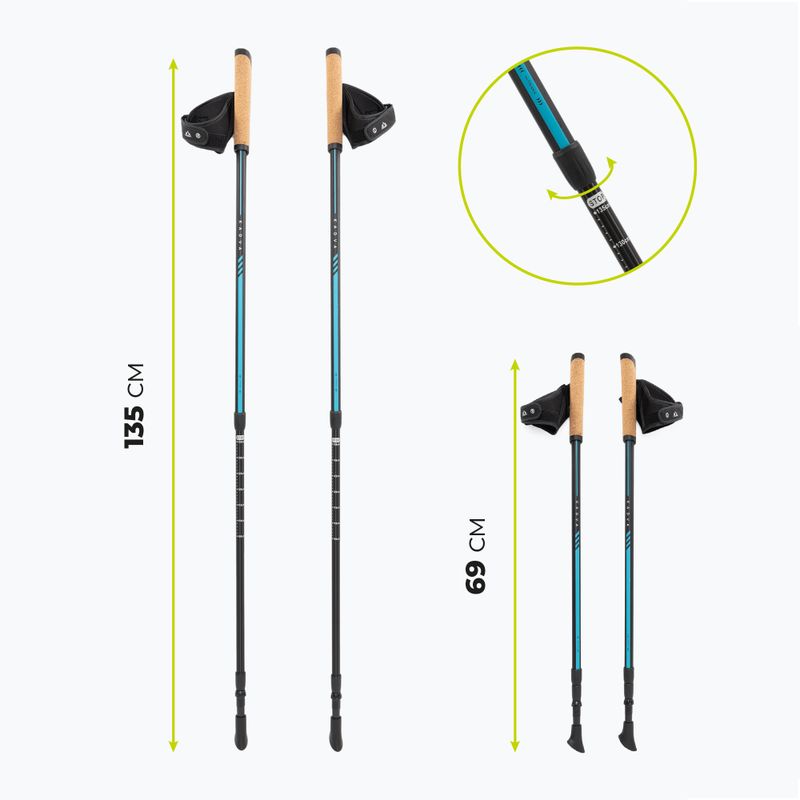 Palice na nordic walking KADVA Luna nastaviteľné modré 2