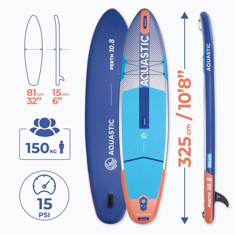 Súprava doska SUP nafukovacia AQUASTIC Perth 10'8" all-round blue 16