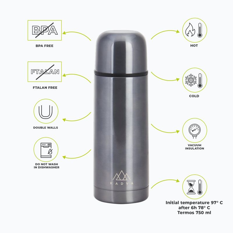 Termos KADVA Vulcan 750 ml strieborný 2