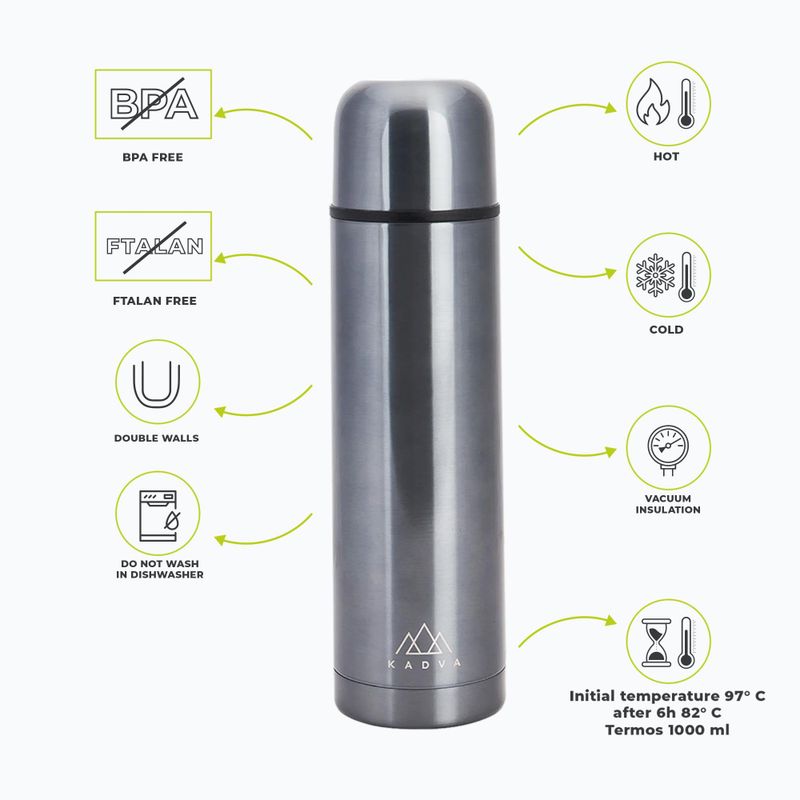 Termos KADVA Vulcan 1000 ml strieborný 2