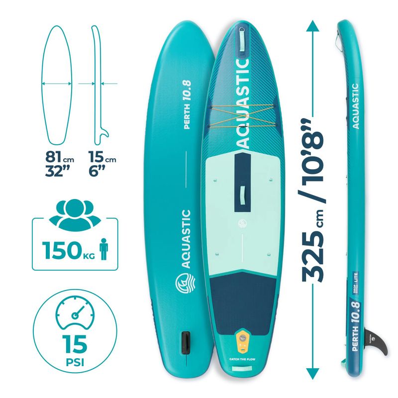 Súprava doska SUP nafukovacia AQUASTIC Perth 10'8" allround green 18