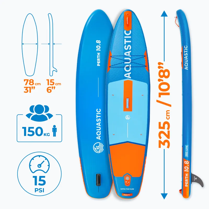 Súprava doska SUP nafukovacia AQUASTIC Perth 10'8" allround modrá 24