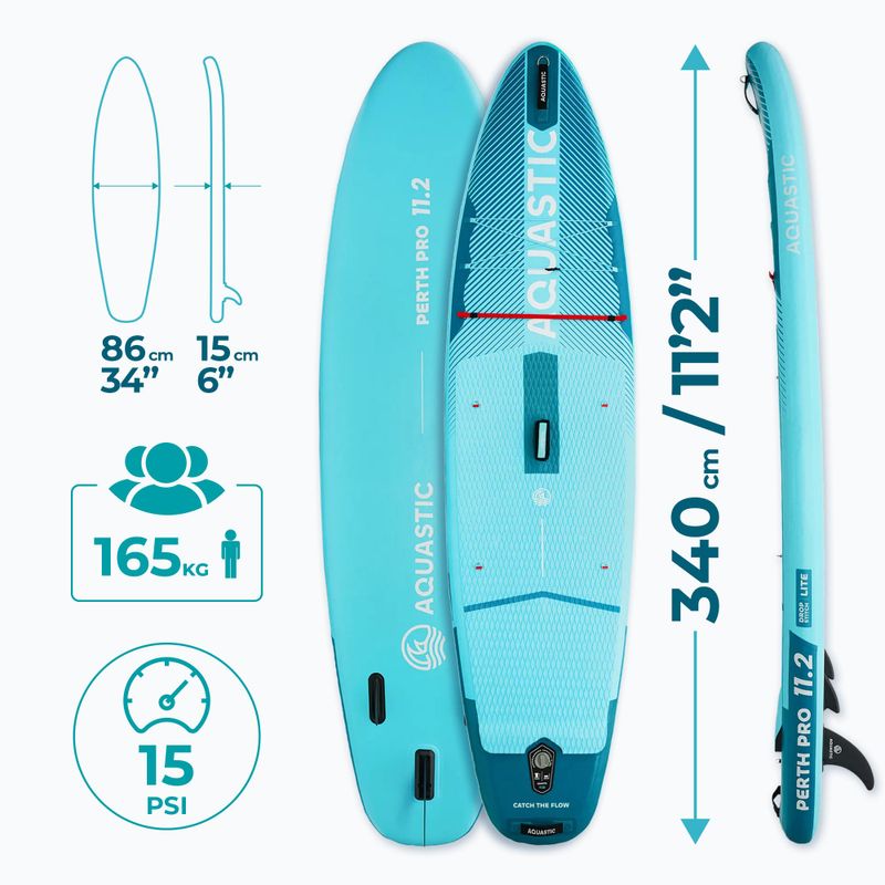 Súprava doska SUP nafukovacia AQUASTIC Perth Pro 11'2" all-round green 19