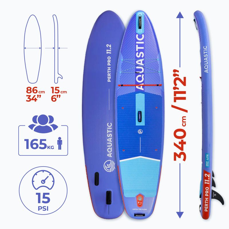 Súprava doska SUP nafukovacia AQUASTIC Perth Pro 11'2" all-round blue 21