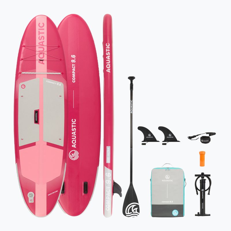 Súprava doska SUP nafukovacia AQUASTIC Compact 9'6" pink