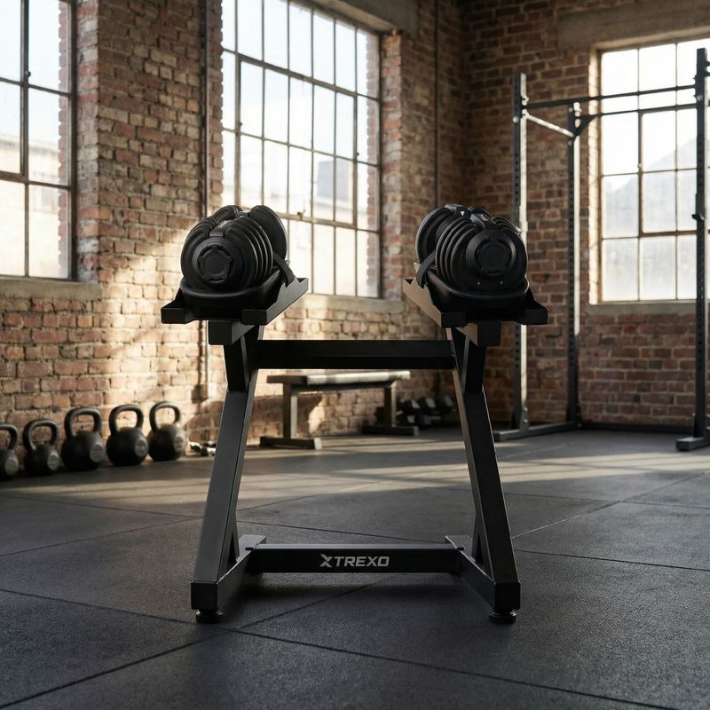 Stojan na nastaviteľné činky XTREXO black 4