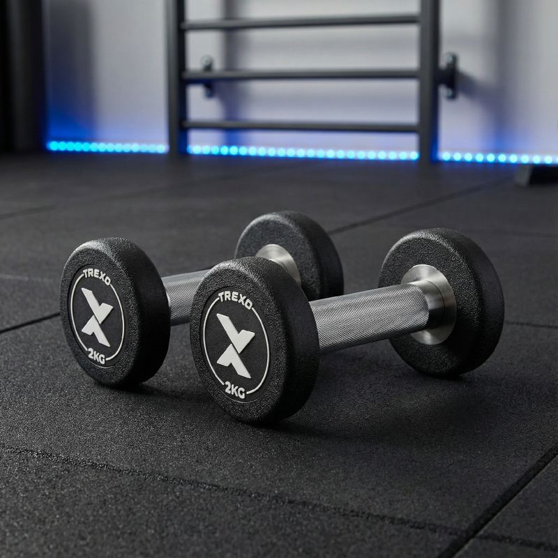 Gumová liatinová činka XTREXO Pro 2 kg black 3