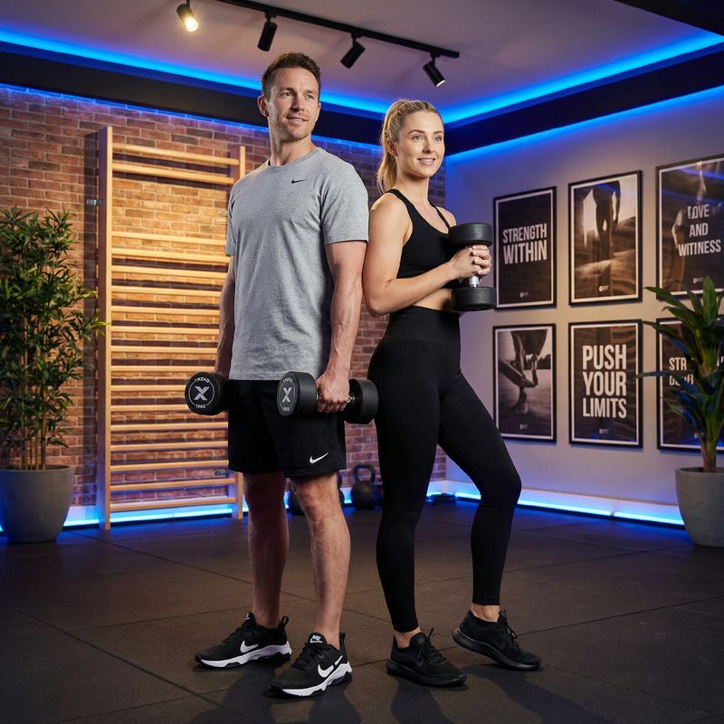 Gumová liatinová činka XTREXO Pro 16 kg black 5