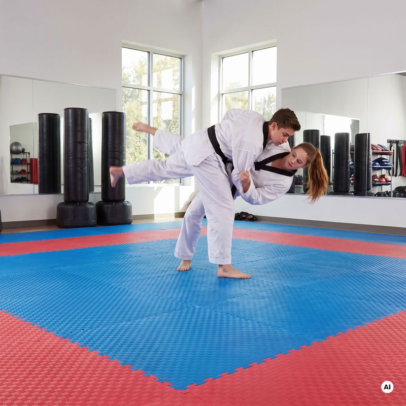Podložka HOOK FIGHTING x Jen Yau zámkové tatami s certifikátom World Taekwondo Federation blue 3