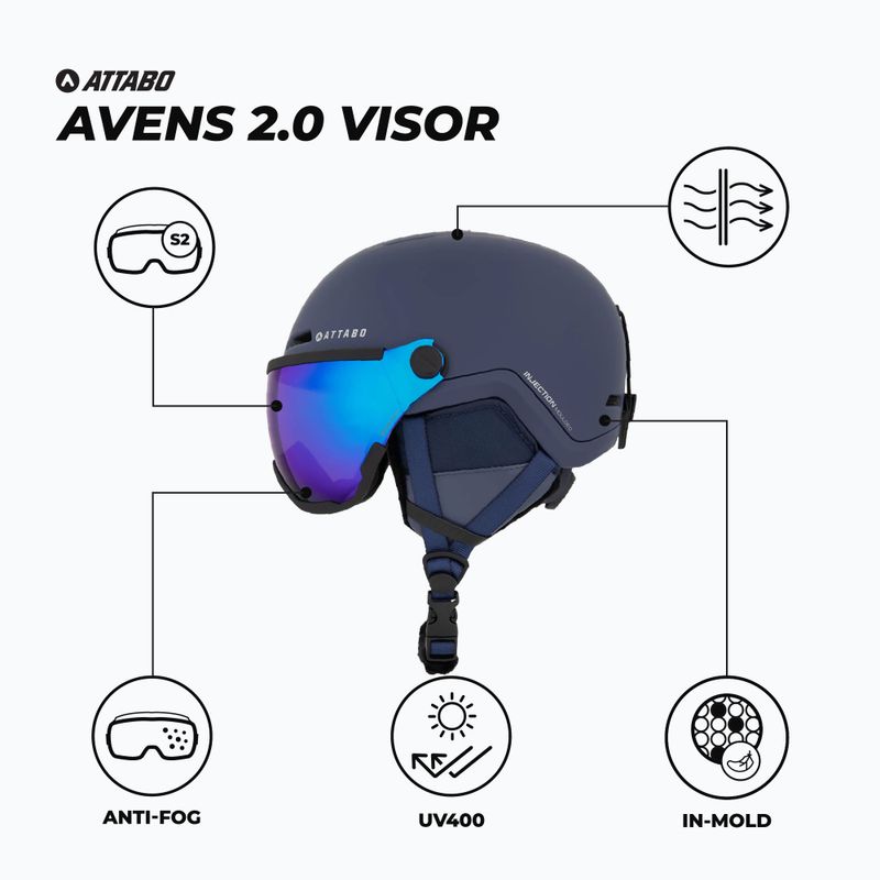 Lyžiarska prilba ATTABO Avens 2.0 Visor modrá 2