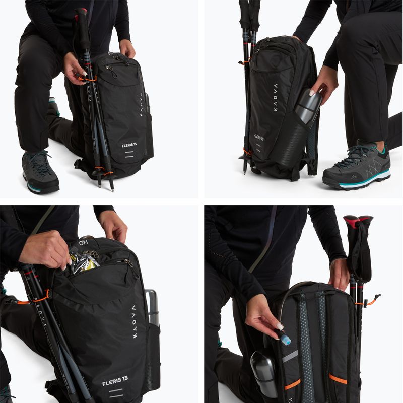 Turistický batoh KADVA Fleris 15 l čierny 11
