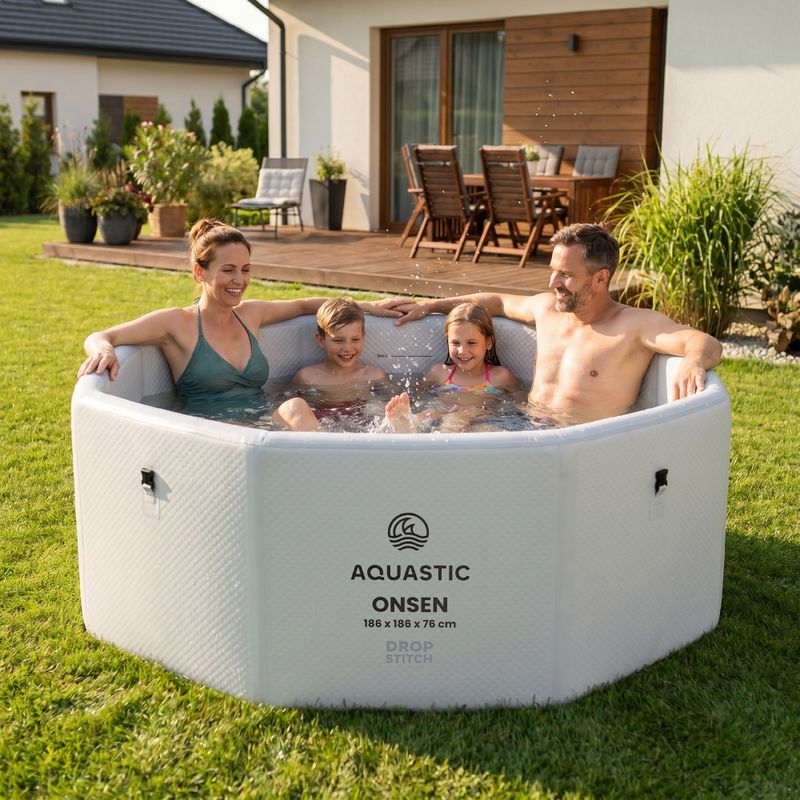 Nafukovací bazén AQUASTIC ONSEN drop stitch 1400 l 186 cm sivý 18