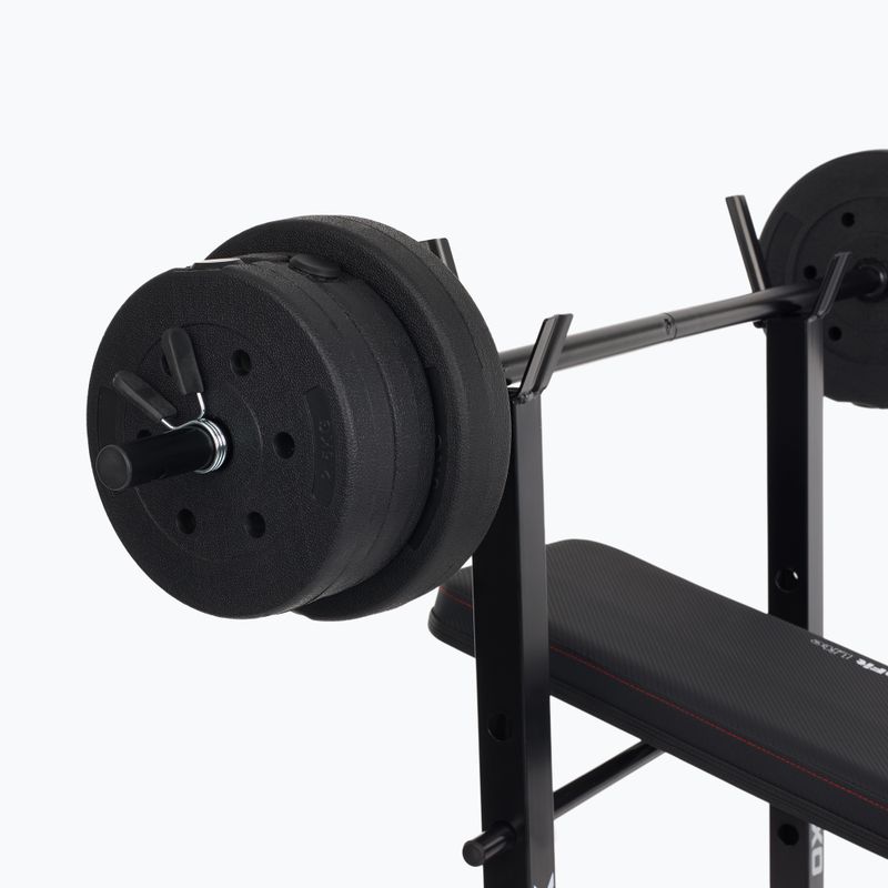 Posilňovacia lavica XTREXO BenchFit Lite so stojanom a činkou black 10