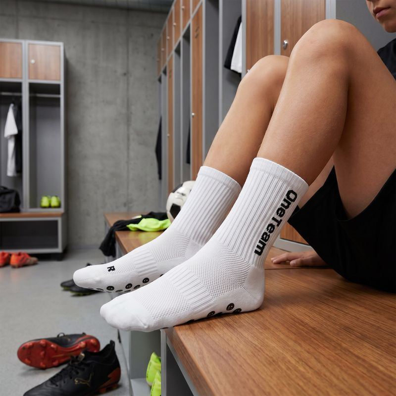 Detské futbalové ponožky OneTeam Precision Grip non-slip 2-pack white 9