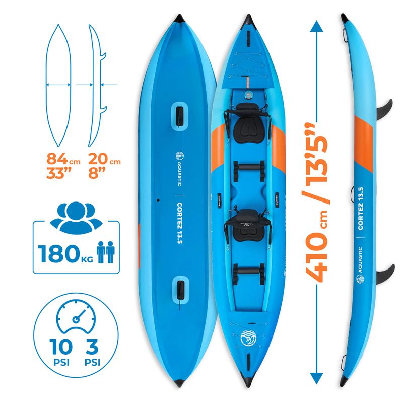 Nafukovací kajak pre 2 osoby AQUASTIC Cortez 13'5" 410 cm niebieski 22