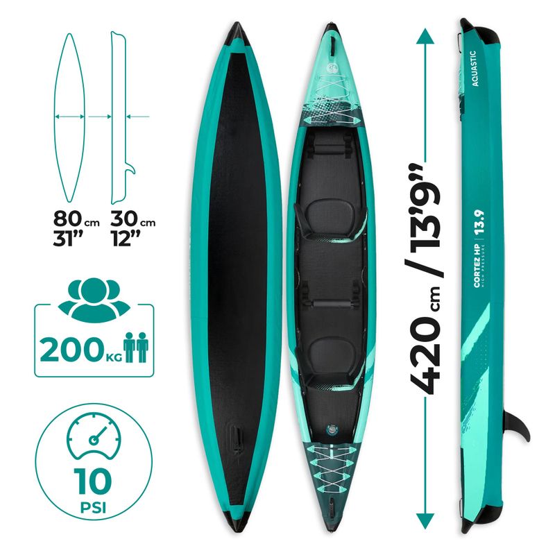 Vysokotlaký nafukovací kajak pre 2 osoby AQUASTIC Cortez 13'9" 420 cm green 22