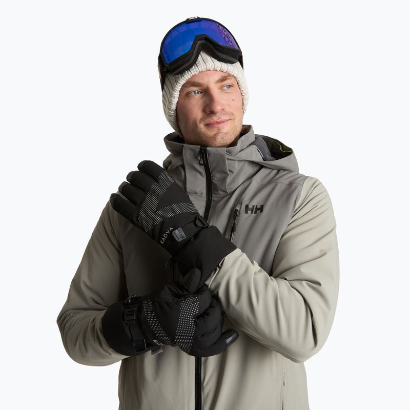 Rukavice na lyžovanie KADVA Mountain Flow Pro koža 3M Thinsulate čierna