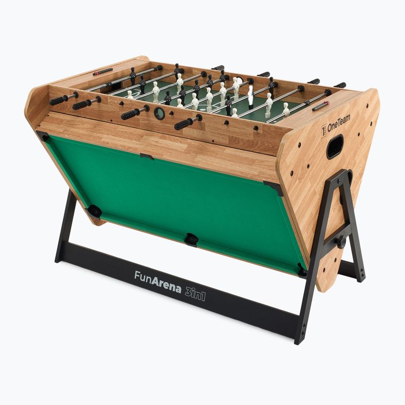 Hrací stôl 3in1 OneTeam FunArena futbal, push hockey, biliard drevený black