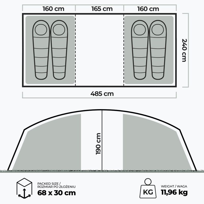 Kempingový stan pre 4 osoby KADVA Kavio 4.2 green 22