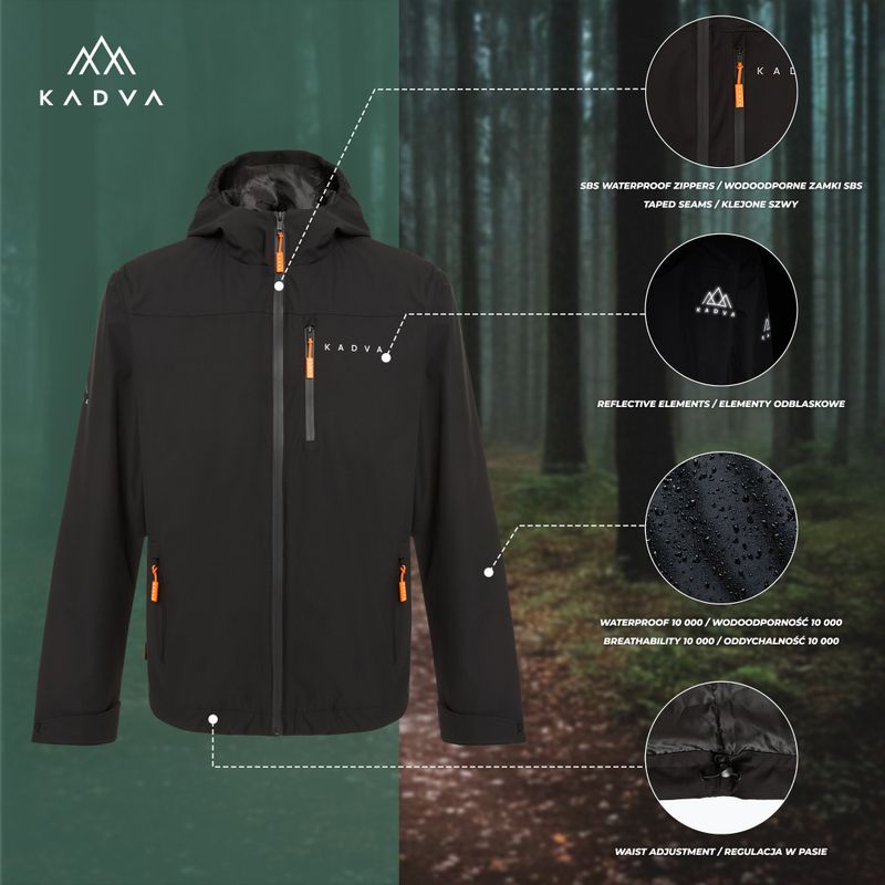 Pánska nepremokavá bunda KADVA Forest čierna 22