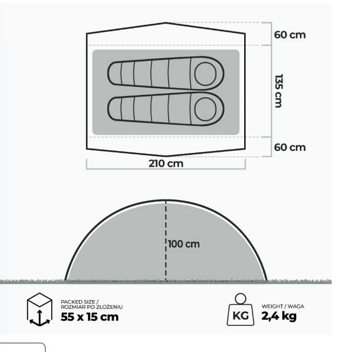 Ultralahký trekkingový stan pre 2 osoby KADVA EXPEDIT 2 PRO grey-green 13